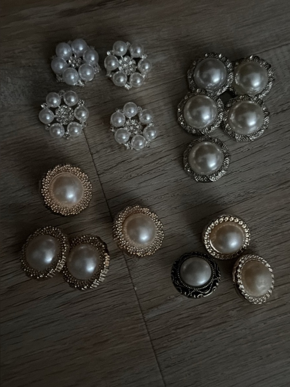 Pearl Cluster Fashion Earrings - Gold and Silver Tones
